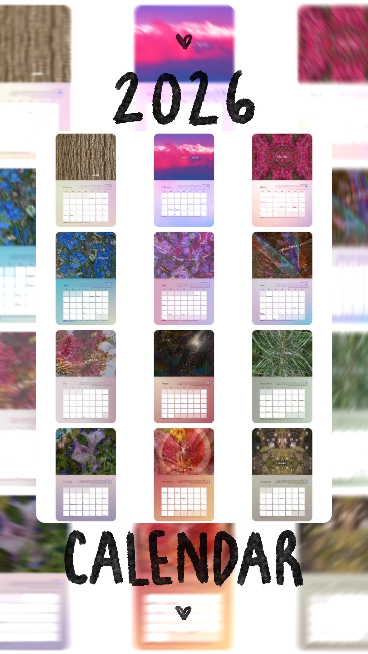 the 2026 inner space monthly calendar