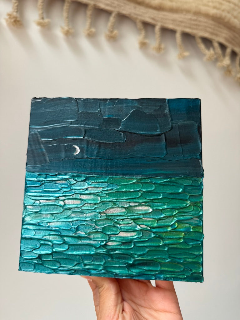 "moon joy" - series: you are atmospheric, impasto on pine
