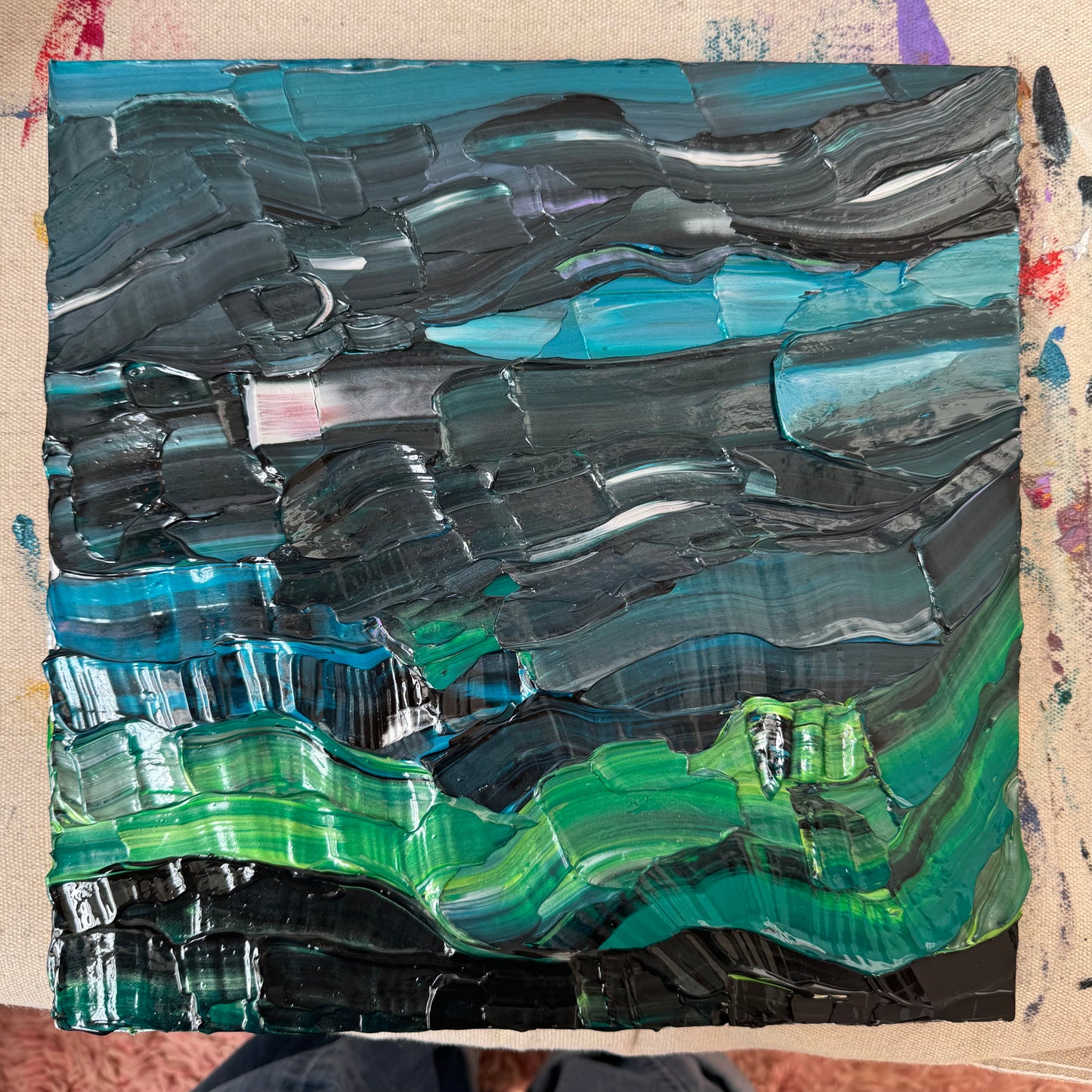 "the wild midnight" - series: you are atmospheric, impasto on pine