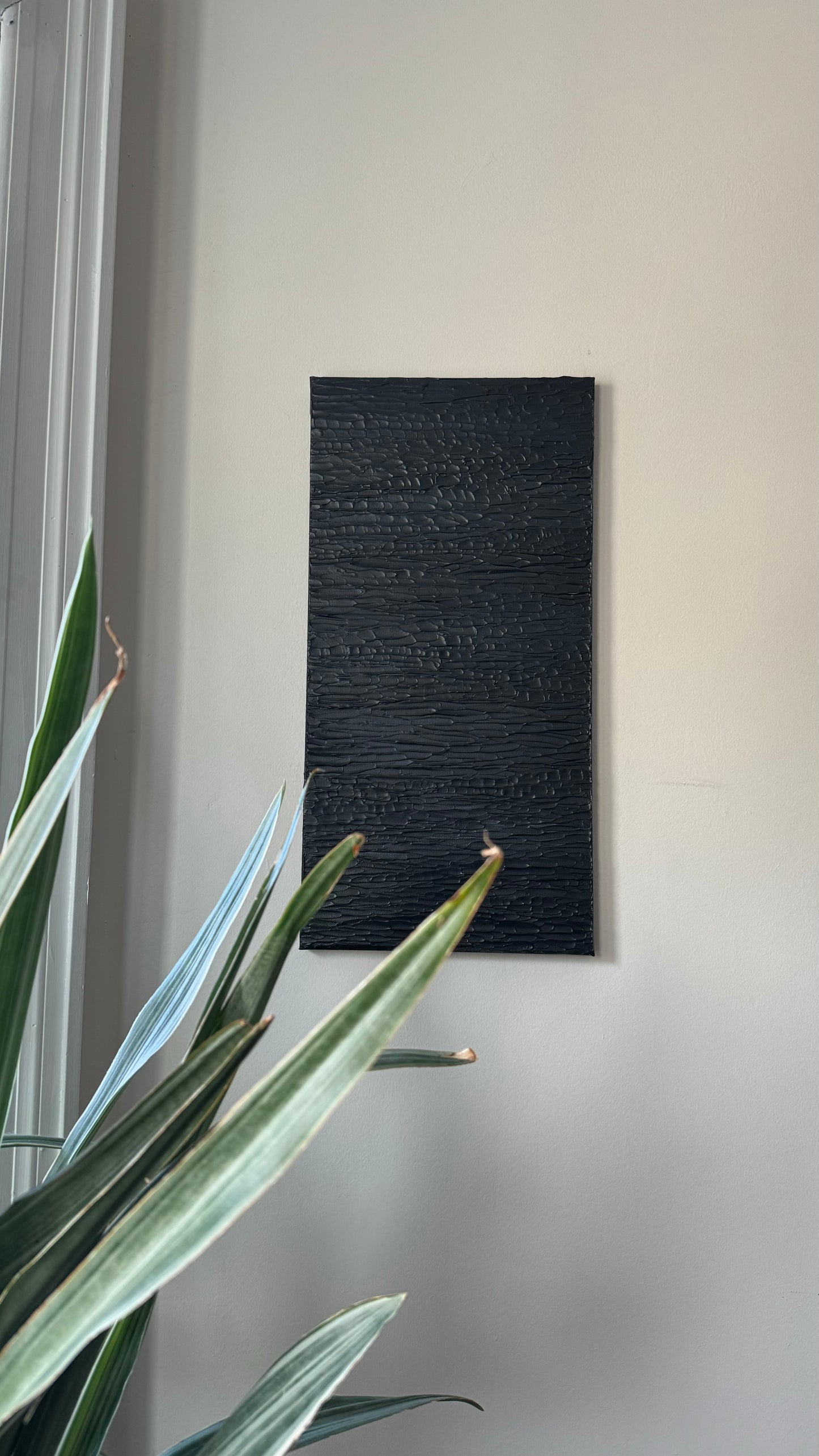 "meditation in black" - commission, impasto on canvas