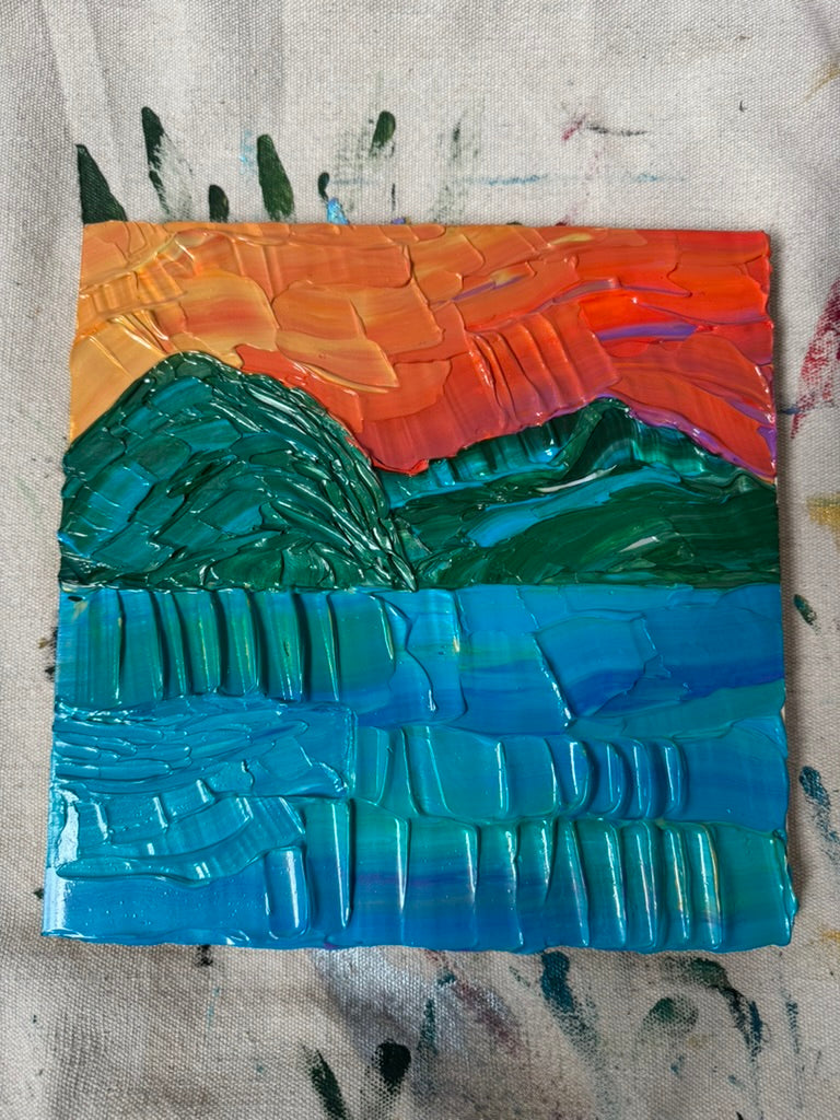 "magic colors of fate" - wedding commission, impasto on pine