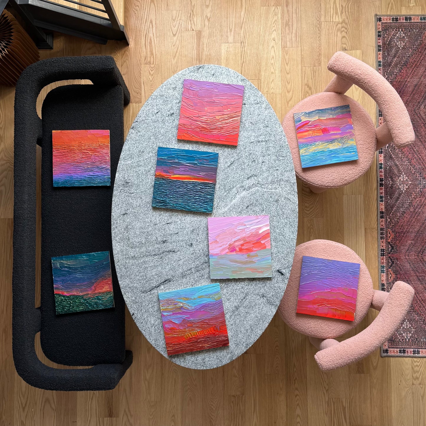 "pastel paradise" - series: you are golden, impasto on pine