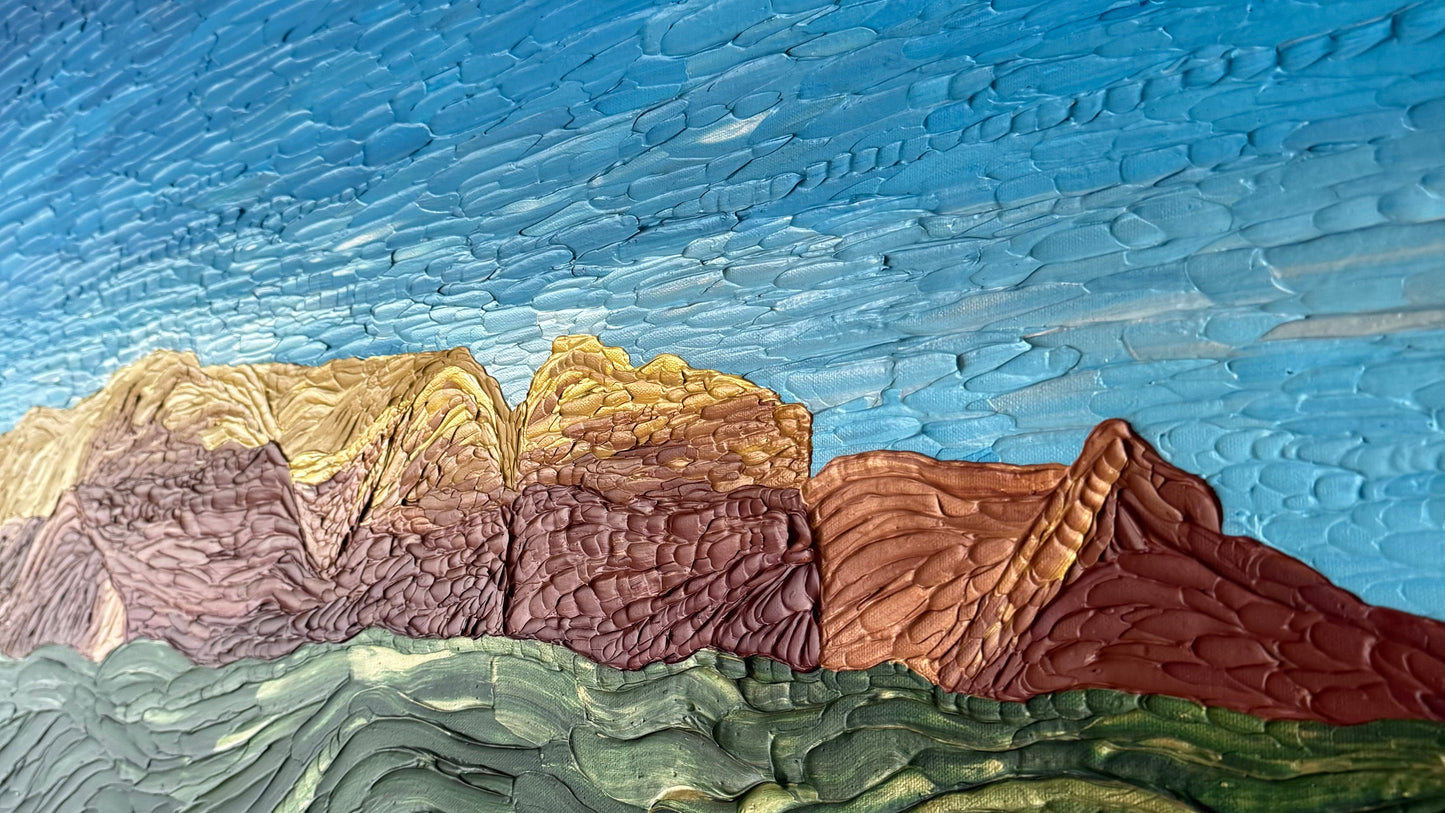 "meditation in big sedona" - commission, impasto on canvas