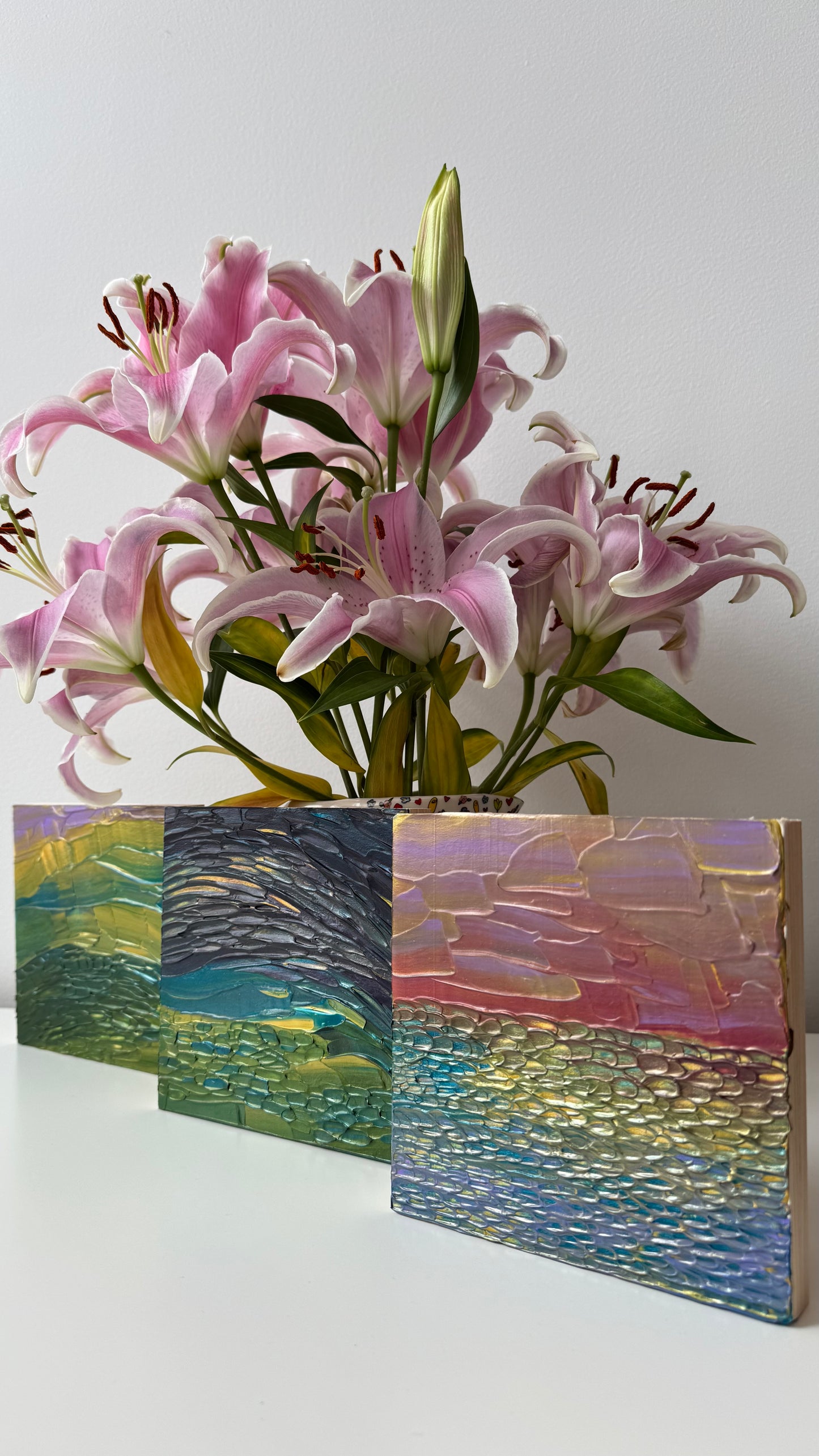 "joyful seas" - series: you are atmospheric, impasto on pine