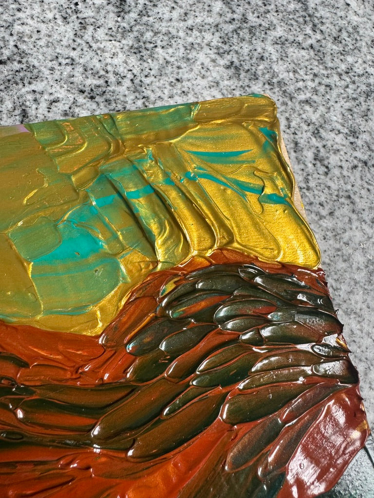 "love blooms here" - commitment ceremony commission, impasto on pine