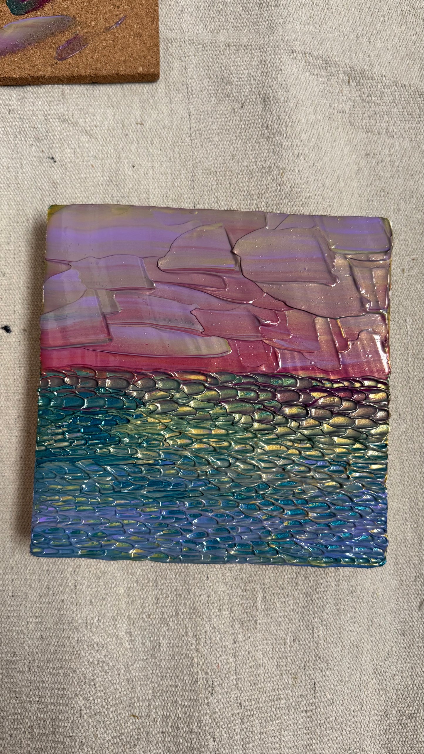 "joyful seas" - series: you are atmospheric, impasto on pine