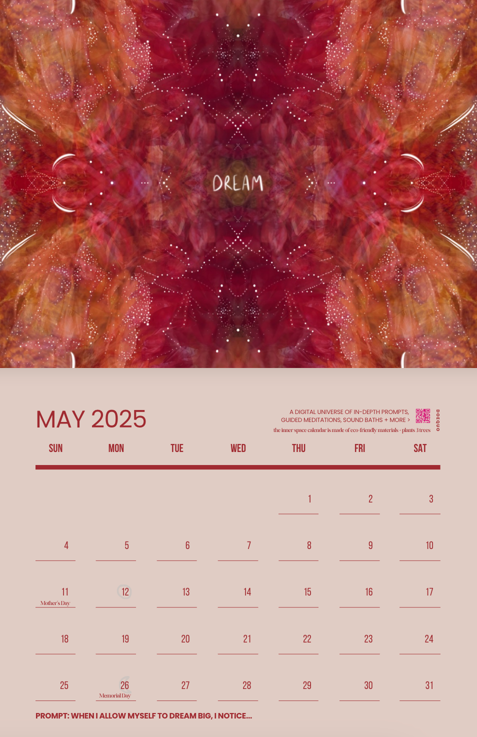 🌸 you are here + now [CALENDAR] 🚀 the 2025 inner space monthly calendar