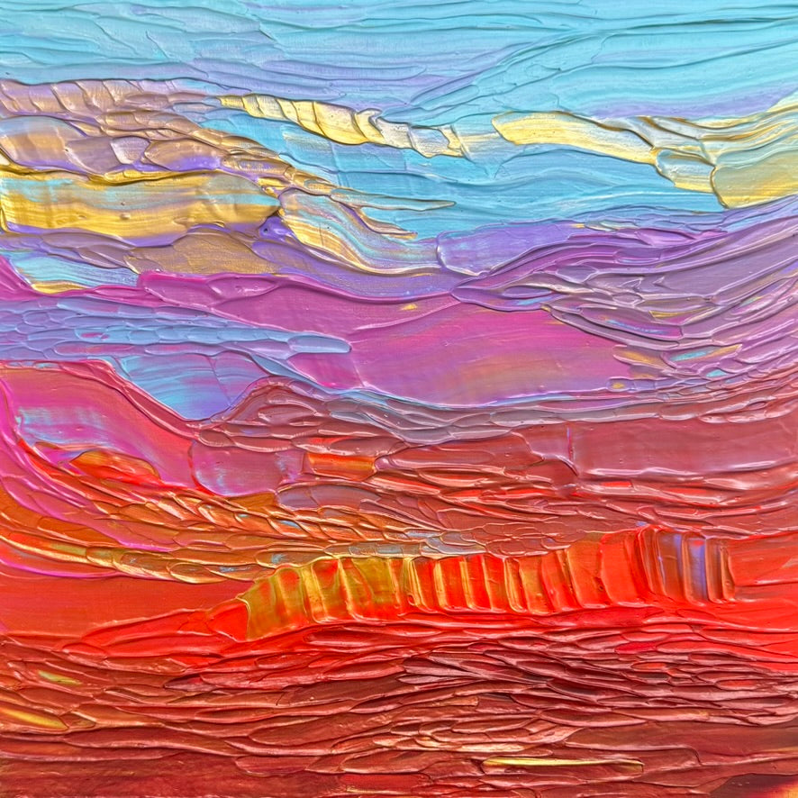 "flying through dreamland" - series: you are golden, impasto on pine