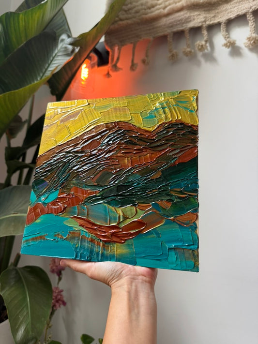 "love blooms here" - commitment ceremony commission, impasto on pine