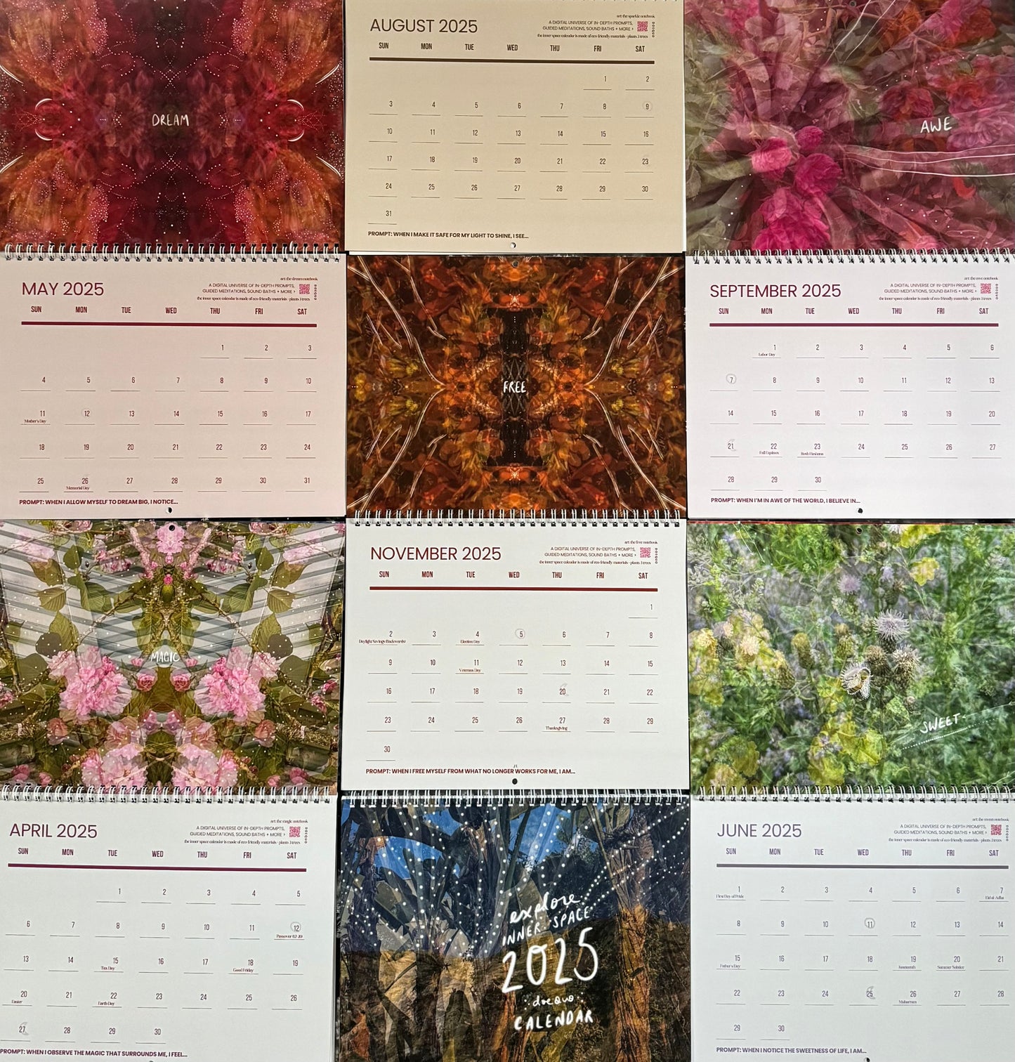 🌸 you are here + now [CALENDAR] 🚀 the 2025 inner space monthly calendar