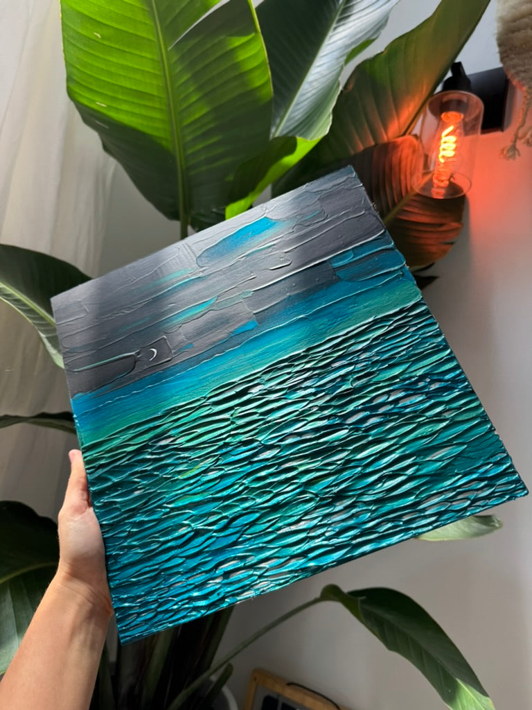 "after the ceremony" - wedding commission, impasto on pine