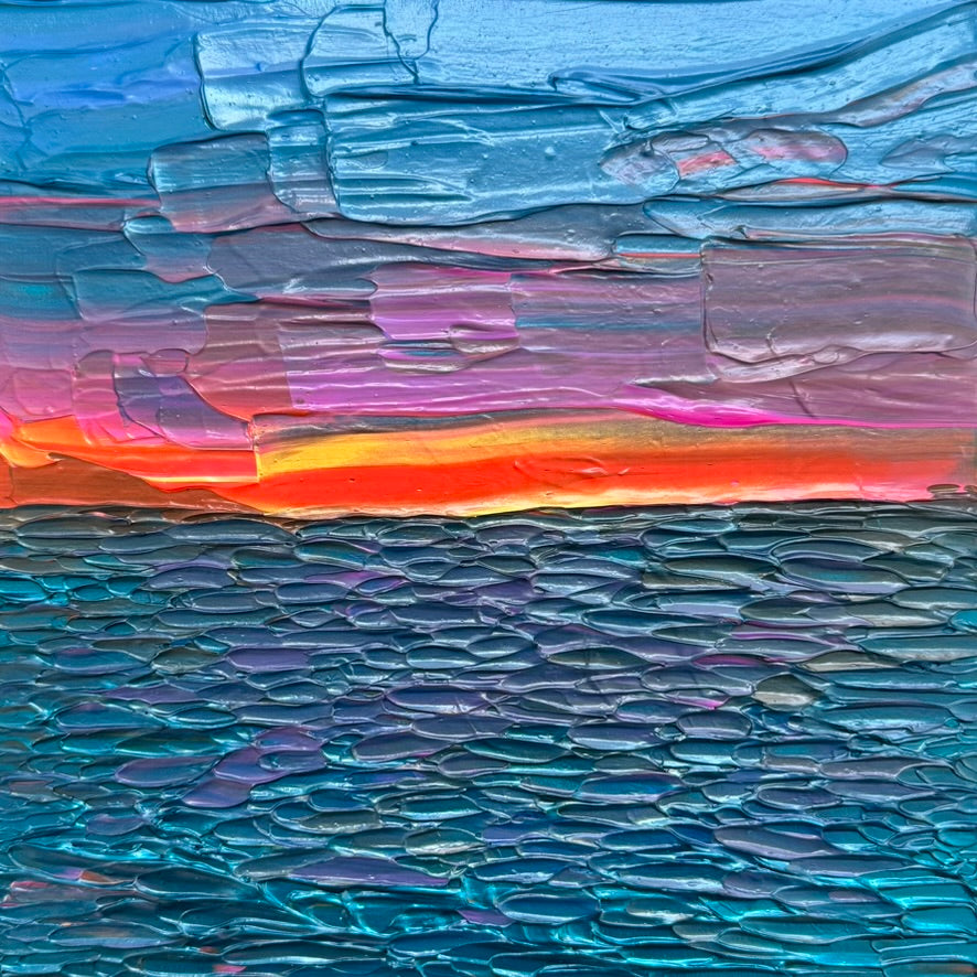 "orange flash" - series: you are golden, impasto on pine