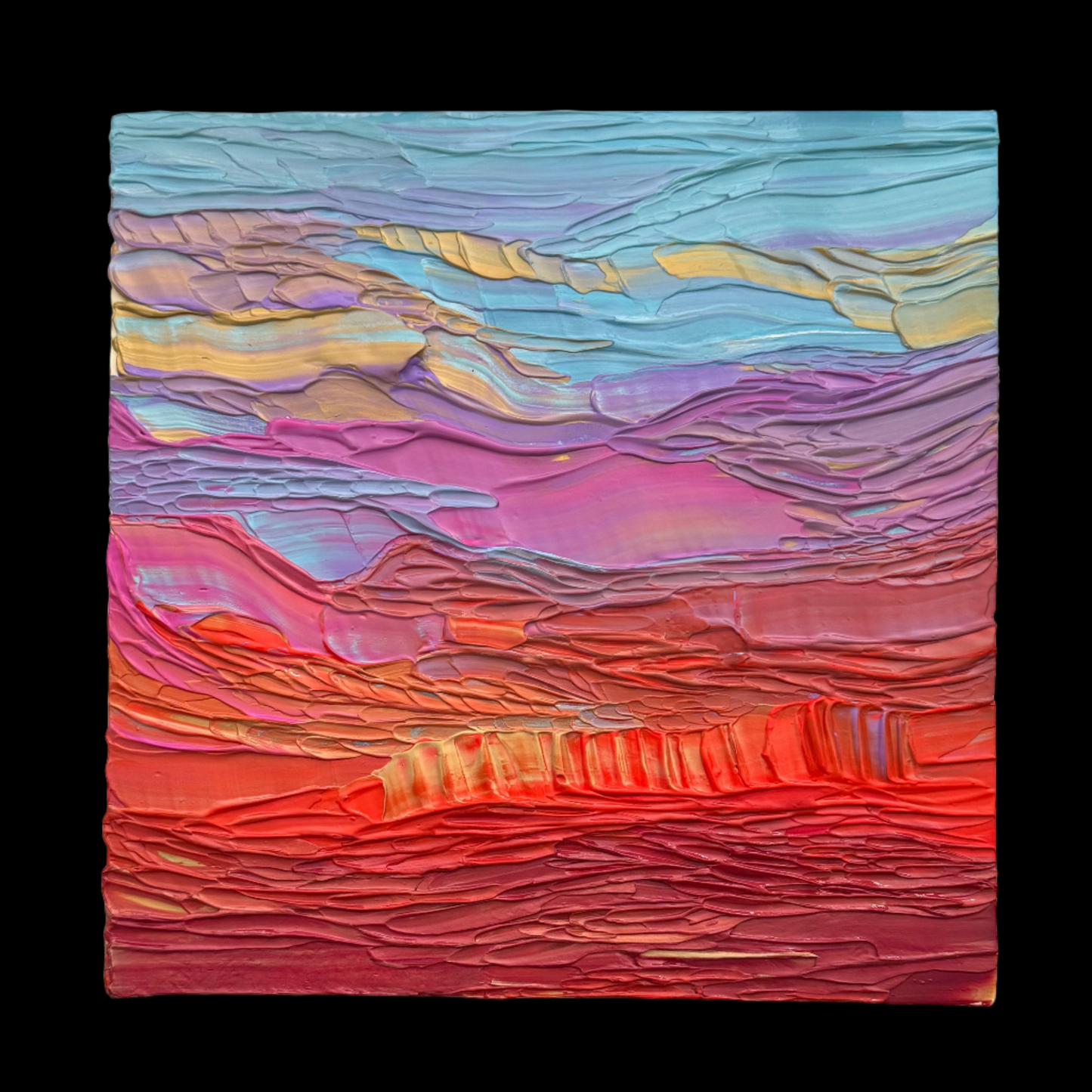 "flying through dreamland" - series: you are golden, impasto on pine