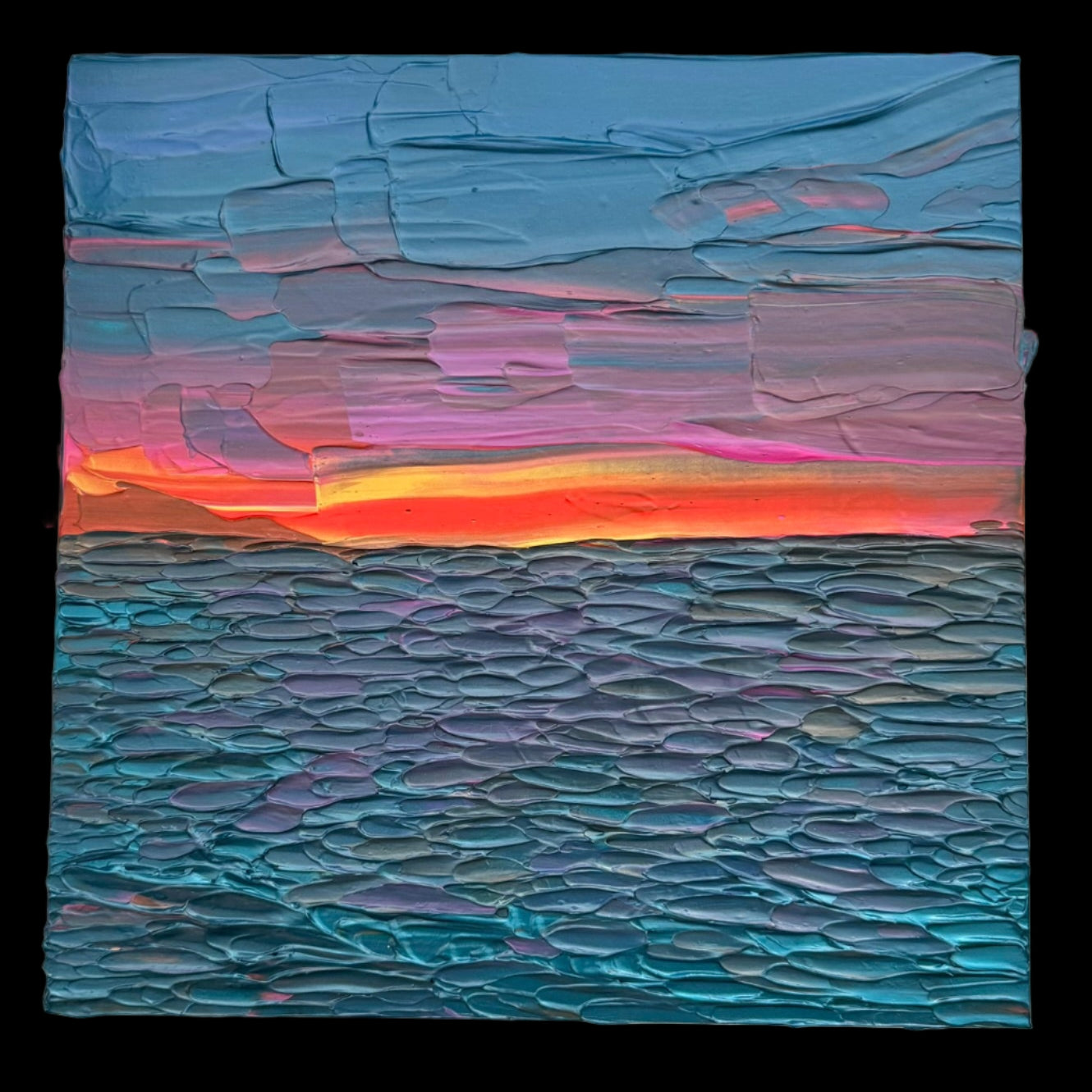 "orange flash" - series: you are golden, impasto on pine