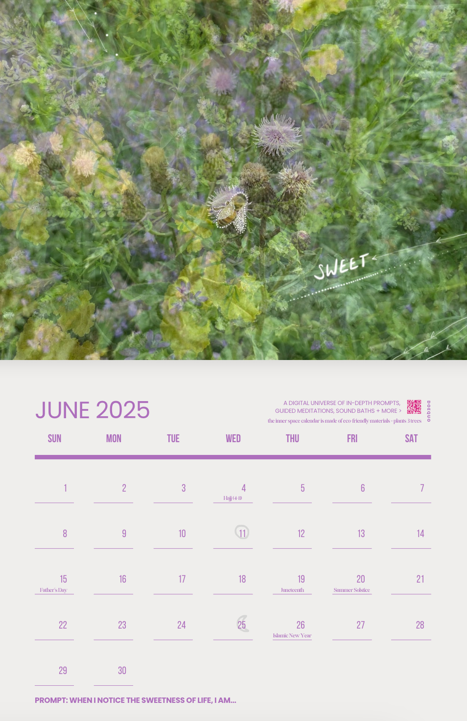 🌸 you are here + now [CALENDAR] 🚀 the 2025 inner space monthly calendar