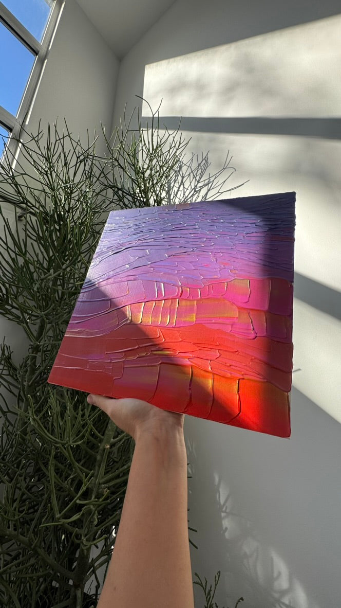"purple haze" - series: you are golden, impasto on pine