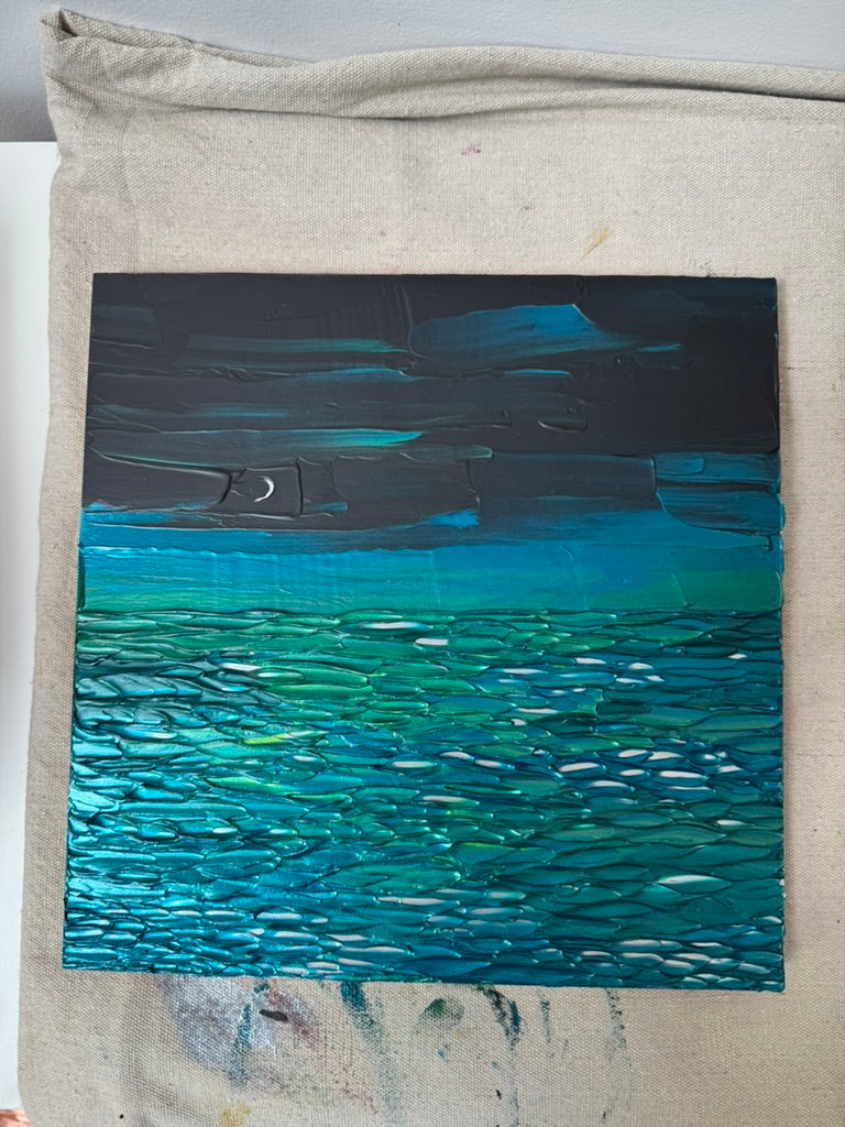 "after the ceremony" - wedding commission, impasto on pine