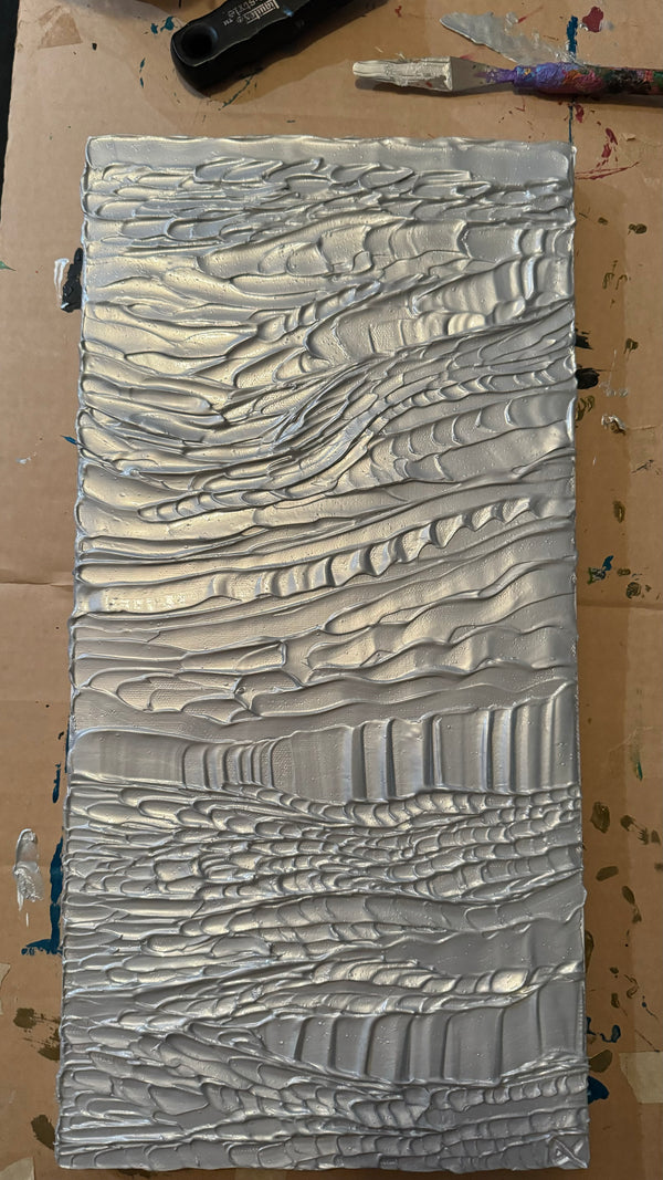 "meditation in silver" - series: you are peace, impasto on canvas