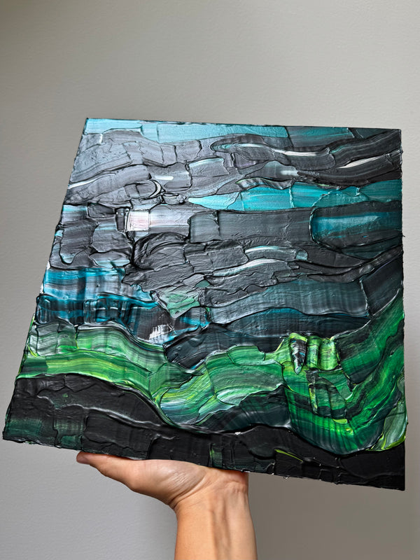 "the wild midnight" - series: you are atmospheric, impasto on pine