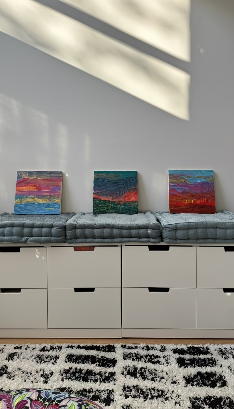 "flying through dreamland" - series: you are golden, impasto on pine