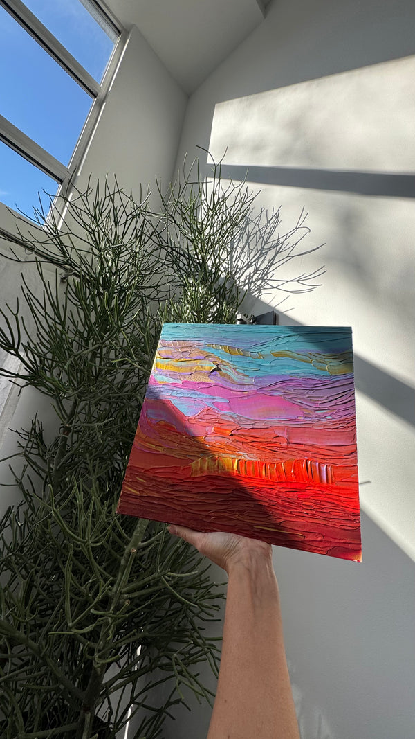 "flying through dreamland" - series: you are golden, impasto on pine