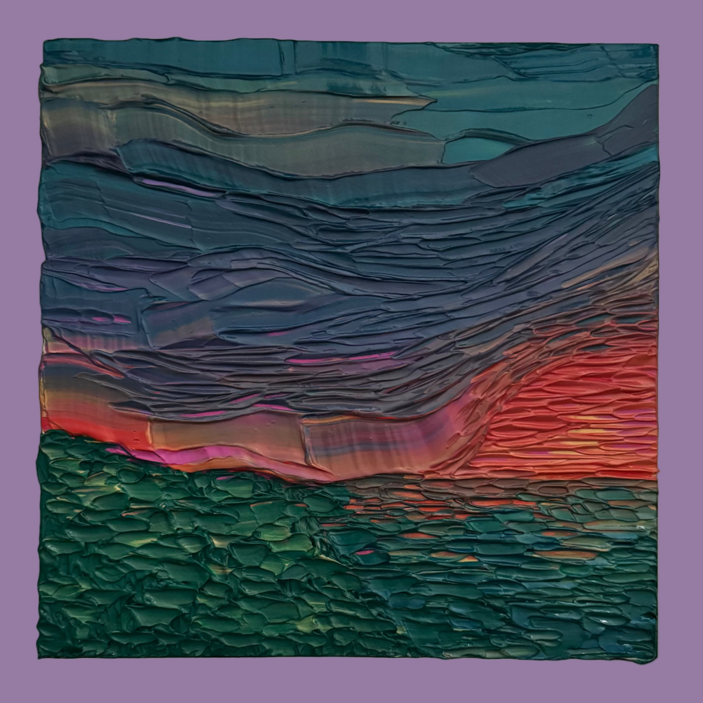 "midnight, the sun, and you" - series: you are golden, impasto on pine