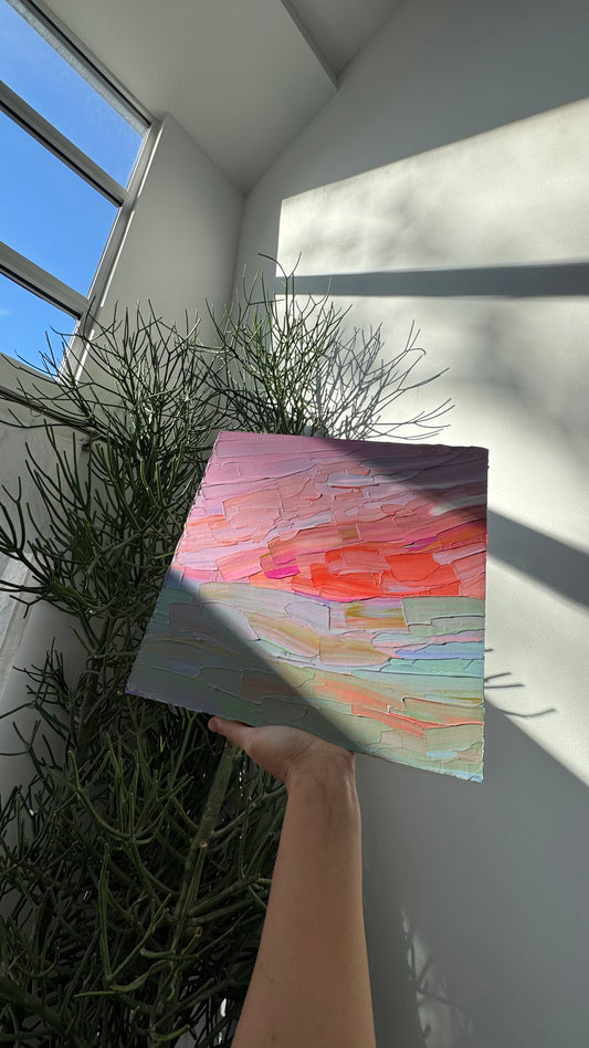 "pastel paradise" - series: you are golden, impasto on pine