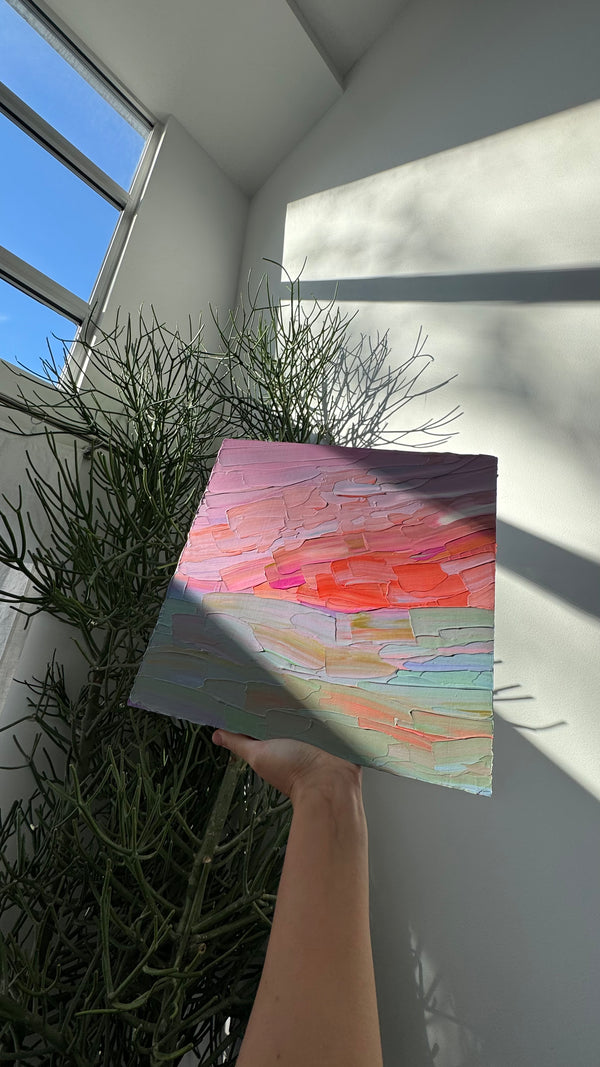 "pastel paradise" - series: you are golden, impasto on pine