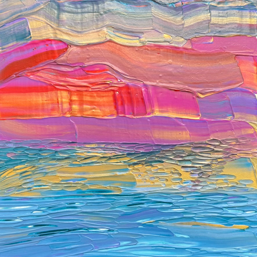 "electric sea" - series: you are golden, impasto on pine