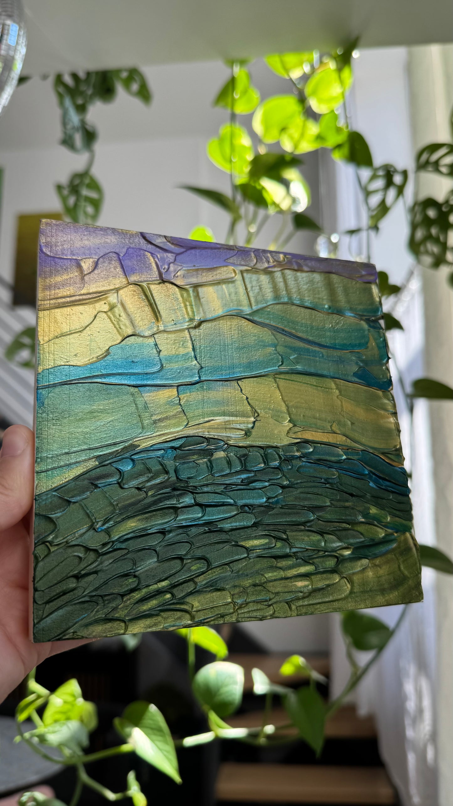 "spring in the air" - series: you are atmospheric, impasto on pine