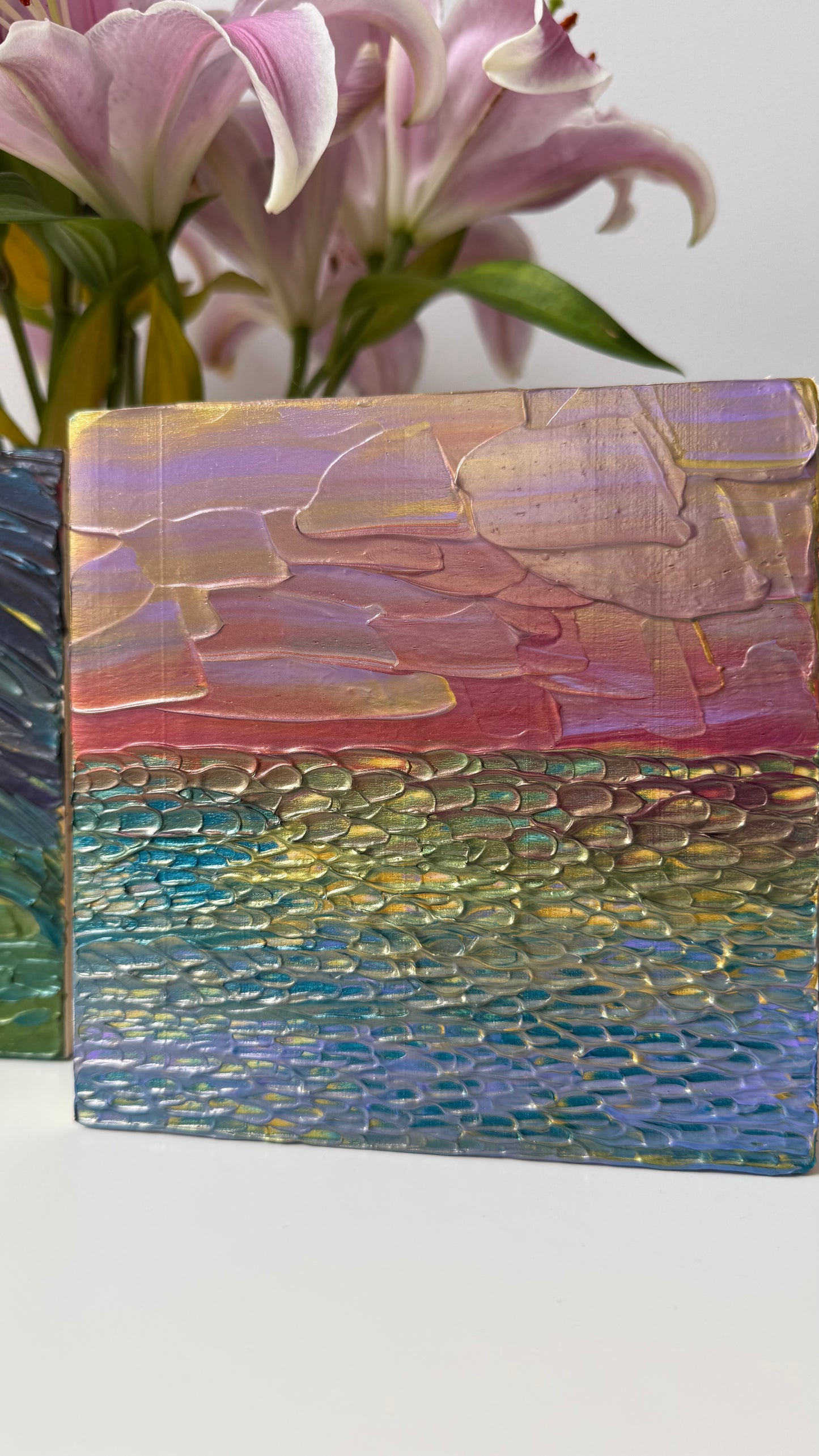 "joyful seas" - series: you are atmospheric, impasto on pine